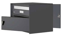 Briefkasten mit Türe auf der Rückseite aus sendzimirverzinktem Stahl pulverbeschichtet in dunkelgrau-metallic IGP 71385